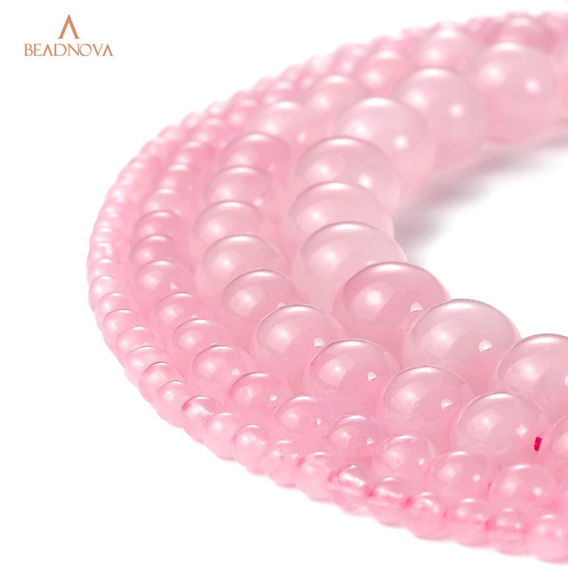 BEADNOVA Natural Rose Quartz Beads Natural Crystal Beads Stone Gemstone Round Loose Energy Healing with Crystal Stretch Cord for Jewelry Making (8mm, 45-48pcs) - Image 5
